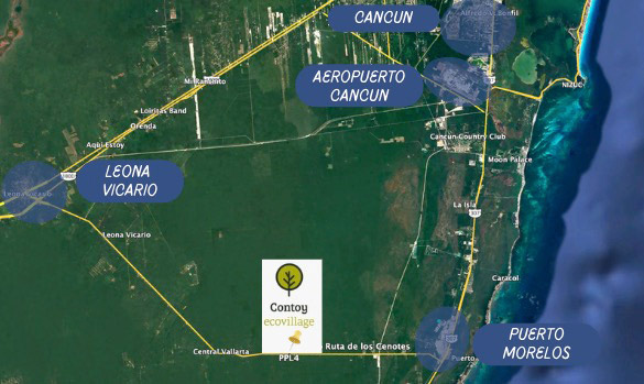 Mapa de ubicación — Ruta de los Cenotes, Puerto Morelos